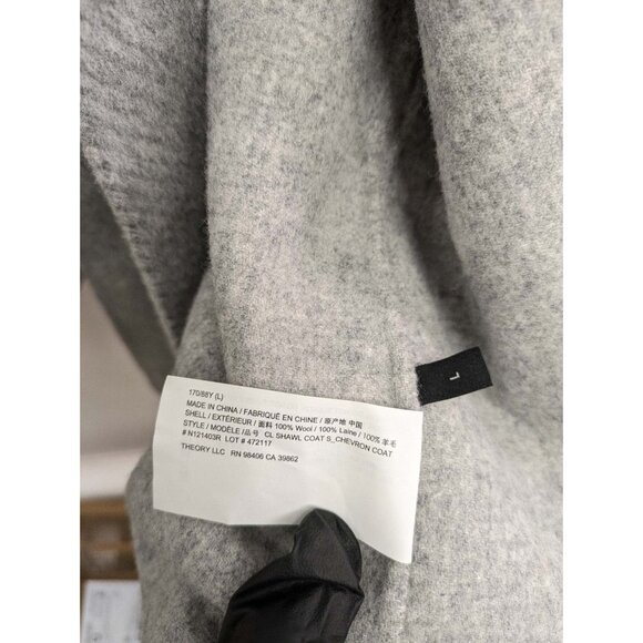 Theory Women’s Double Face Wool Shawl Wrap Coat Heather Grey L - Picture 5 of 8